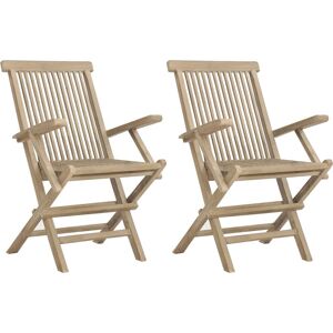vidaXL Gartenstuhl Teak Grau - Klappbare Gartenstühle vidaXL Gartenstuhl Teak Grau - Klappbare Gartenstühle