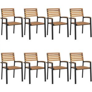 VIDAXL Tuinstoelen Set 8 Stacking Acacia & Metaal VIDAXL Tuinstoelen Set 8 Stacking Acacia & Metaal