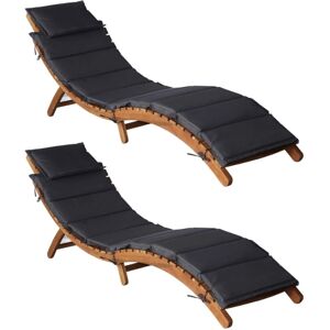 Transats en acacia avec coussins - Mobilier d'extérieur Transats en acacia avec coussins - Mobilier d'extérieur