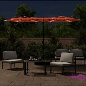 vidaXL Double-Head Garden Parasol with LEDs - Outdoor Sun Umbrella vidaXL Double-Head Garden Parasol with LEDs - Outdoor Sun Umbrella