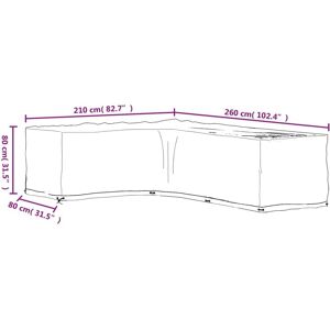 vidaXL L-Shaped Garden Furniture Cover - 210x260x80 cm - Black vidaXL L-Shaped Garden Furniture Cover - 210x260x80 cm - Black