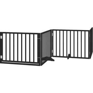 vidaXL Dog Gate with Door Foldable 12 Panels Black 960 cm Poplar Wood - Dog Gate vidaXL Dog Gate with Door Foldable 12 Panels Black 960 cm Poplar Wood - Dog Gate