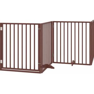 vidaXL Dog Gate with Door Foldable - Dog Fence - Brown - 480 cm vidaXL Dog Gate with Door Foldable - Dog Fence - Brown - 480 cm