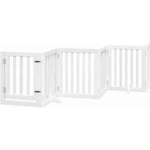 vidaXL Dog Gate with Door Foldable 12 Panels White - Dog Fence vidaXL Dog Gate with Door Foldable 12 Panels White - Dog Fence