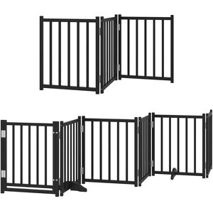 vidaXL Hundegitter med Dør Sammenleggbar 9 Paneler Svart 450 cm Poppeltre - Hundegitter vidaXL Hundegitter med Dør Sammenleggbar 9 Paneler Svart 450 cm Poppeltre - Hundegitter