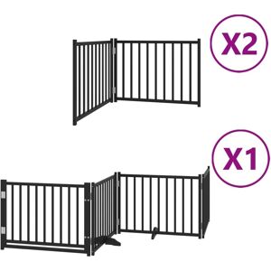 vidaXL Hundegitter med dør, foldbare paneler, 640 cm svart vidaXL Hundegitter med dør, foldbare paneler, 640 cm svart