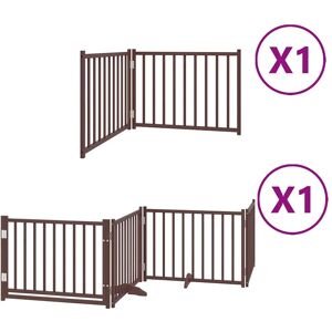 vidaXL Barrière pour chiens avec porte - Panneaux pliables Marron - Publicité vidaXL Barrière pour chiens avec porte - Panneaux pliables Marron - Publicité
