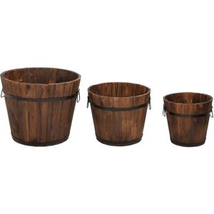 vidaXL Wooden Bucket Planter Set Solid Fir - Plant Pot Set vidaXL Wooden Bucket Planter Set Solid Fir - Plant Pot Set