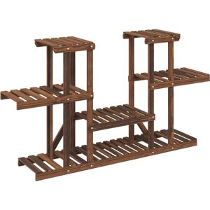 vidaXL Brown Fir Wood Flower Stand 110x25x73 cm - Flower Stand vidaXL Brown Fir Wood Flower Stand 110x25x73 cm - Flower Stand