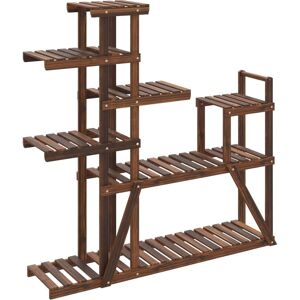 vidaXL Brown Fir Wood Flower Stand 110x25x111 cm - Flower Stand vidaXL Brown Fir Wood Flower Stand 110x25x111 cm - Flower Stand