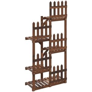 vidaXL Brown Fir Wood Flower Stand 60x25x130 cm - Flower Stand vidaXL Brown Fir Wood Flower Stand 60x25x130 cm - Flower Stand
