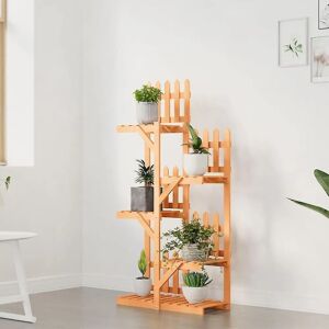 vidaXL Light Brown Fir Wood Flower Stand - Flower Display Rack vidaXL Light Brown Fir Wood Flower Stand - Flower Display Rack