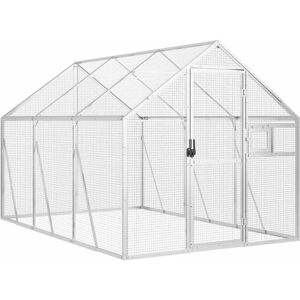 vidaXL Aviary Bird Cage - Silver Aluminum – 179x300x185 cm - Bird Cage vidaXL Aviary Bird Cage - Silver Aluminum – 179x300x185 cm - Bird Cage
