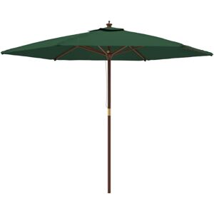 vidaXL Parasol with wooden pole Green - UV protection, Large 299x240 cm, Easy to assemble vidaXL Parasol with wooden pole Green - UV protection, Large 299x240 cm, Easy to assemble