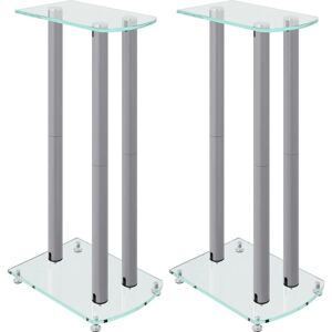 vidaXL Speaker Stands - Silver - 2pcs - Impact-Resistant Glass vidaXL Speaker Stands - Silver - 2pcs - Impact-Resistant Glass