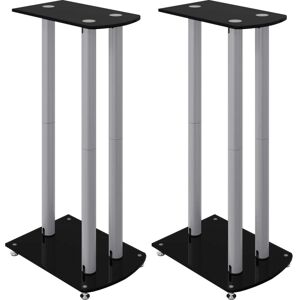vidaXL Speaker Stands Black Silver Tempered Glass - Speaker Type vidaXL Speaker Stands Black Silver Tempered Glass - Speaker Type
