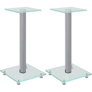 vidaXL Speaker Stands - 2 pcs Silver Tempered Glass - Floor Stand vidaXL Speaker Stands - 2 pcs Silver Tempered Glass - Floor Stand