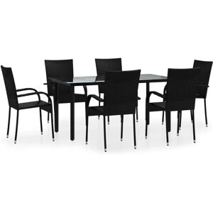 Maisonchic - Set da pranzo da giardino 7 pezzi rattan nero - Arredamento da esterno Maisonchic - Set da pranzo da giardino 7 pezzi rattan nero - Arredamento da esterno