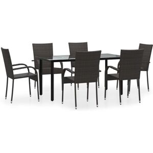 Maisonchic Puutarhan Ruokailusetti - Säänkestävä Rattaan Rattan - Teräsrunko - Karkaistut Lasipöytä - 7 Osaa Maisonchic Puutarhan Ruokailusetti - Säänkestävä Rattaan Rattan - Teräsrunko - Karkaistut Lasipöytä - 7 Osaa