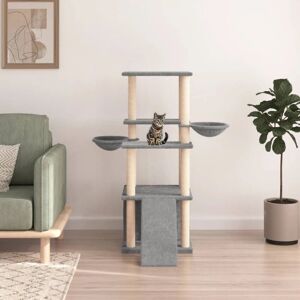 vidaXL Cat tree with sisal scratching posts 133 cm - light grey vidaXL Cat tree with sisal scratching posts 133 cm - light grey