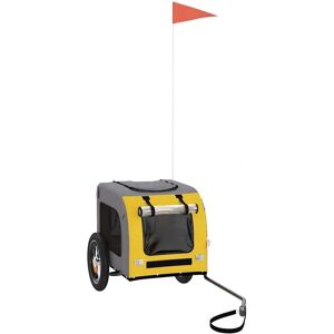 vidaXL Bicycle Trailer Dogs Yellow and Gray Oxford Fabric and Iron - Bicycle Trailer vidaXL Bicycle Trailer Dogs Yellow and Gray Oxford Fabric and Iron - Bicycle Trailer