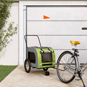 vidaXL Bicycle Trailer Dogs Green and Gray - Bike Trailer for Pets vidaXL Bicycle Trailer Dogs Green and Gray - Bike Trailer for Pets