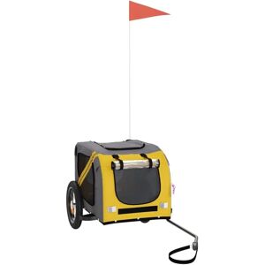 vidaXL Bicycle Trailer Dogs Yellow and Grey Oxford Fabric and Iron - Bicycle Trailer vidaXL Bicycle Trailer Dogs Yellow and Grey Oxford Fabric and Iron - Bicycle Trailer