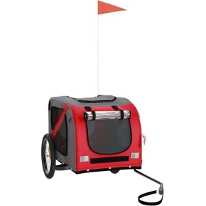 vidaXL Bicycle Trailer Dogs Red and Gray Oxford Fabric and Iron - Bicycle Trailer vidaXL Bicycle Trailer Dogs Red and Gray Oxford Fabric and Iron - Bicycle Trailer