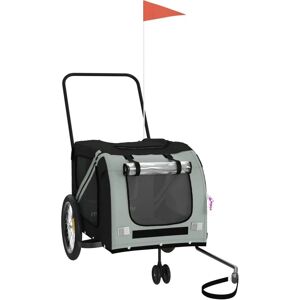 vidaXL Bicycle Trailer Dogs Gray and Black Oxford Fabric and Iron - Bicycle Trailer vidaXL Bicycle Trailer Dogs Gray and Black Oxford Fabric and Iron - Bicycle Trailer