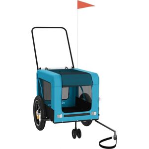 vidaXL Bicycle Trailer Dogs Blue Black Oxford - Bicycle Trailer for Pets vidaXL Bicycle Trailer Dogs Blue Black Oxford - Bicycle Trailer for Pets