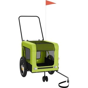 vidaXL Fietstrailer voor honden Groen Zwart Oxford Stof IJzer - Fietstrailer vidaXL Fietstrailer voor honden Groen Zwart Oxford Stof IJzer - Fietstrailer