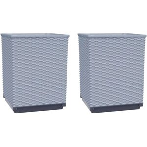 vidaXL Planters 2 pcs Light Grey 30x30x37 cm Polypropylene - Plant Pots vidaXL Planters 2 pcs Light Grey 30x30x37 cm Polypropylene - Plant Pots
