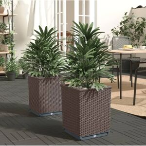 vidaXL Planter 2 pcs Brown 30x30x37 cm Polypropylene - Planter vidaXL Planter 2 pcs Brown 30x30x37 cm Polypropylene - Planter