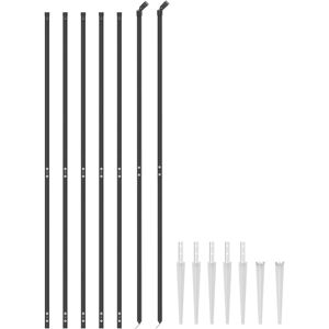 vidaXL 1.6x10 m Anthracite Wire Mesh Fence with Spike Anchors - Wire Mesh Fence vidaXL 1.6x10 m Anthracite Wire Mesh Fence with Spike Anchors - Wire Mesh Fence