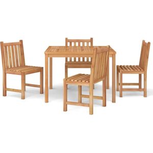 vidaXL Gartenmöbel Set - Teak, Braun, 4 Stühle & 1 Tisch vidaXL Gartenmöbel Set - Teak, Braun, 4 Stühle & 1 Tisch
