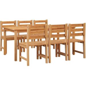 vidaXL Teak Garden Dining Set - 6 Chairs, 1 Table - Outdoor Furniture vidaXL Teak Garden Dining Set - 6 Chairs, 1 Table - Outdoor Furniture