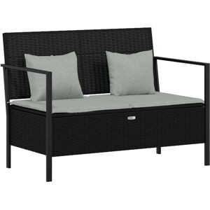 Banco de jardín negro de 2 plazas Maisonchic con cojines - Muebles de exterior Banco de jardín negro de 2 plazas Maisonchic con cojines - Muebles de exterior