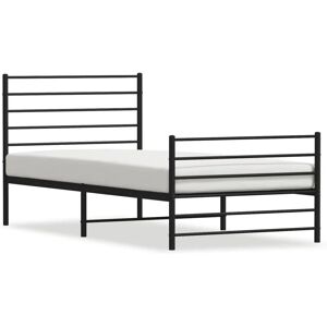 vidaXL Metal Bed Frame 90x190cm - Black with Headboard & Footboard vidaXL Metal Bed Frame 90x190cm - Black with Headboard & Footboard