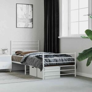 vidaXL Metal Bed Frame White 75x190 cm - Bed Frame with Head & Footboard vidaXL Metal Bed Frame White 75x190 cm - Bed Frame with Head & Footboard