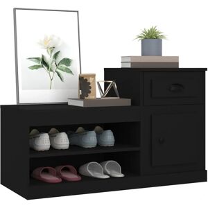 vidaXL Black Shoe Cabinet 100x42x60 cm Engineered Wood - Shoe Storage Shelf Organizer vidaXL Black Shoe Cabinet 100x42x60 cm Engineered Wood - Shoe Storage Shelf Organizer