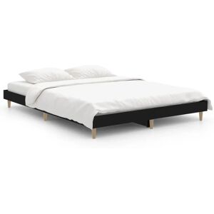vidaXL Schwarzes 140x190cm Bettgestell - Holzplattformbett vidaXL Schwarzes 140x190cm Bettgestell - Holzplattformbett