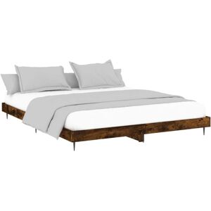 vidaXL Bed Frame Smoked Oak 200x200 cm - Bedstead vidaXL Bed Frame Smoked Oak 200x200 cm - Bedstead