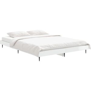 vidaXL Bed Frame High Gloss White 140x190 cm - Bed Frame vidaXL Bed Frame High Gloss White 140x190 cm - Bed Frame