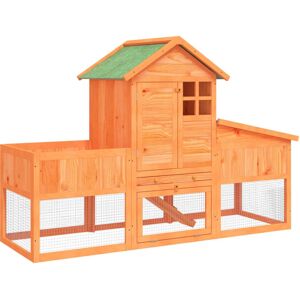 vidaXL Rabbit Hutch Brown 170x63x113 cm Solid Wood Pine - Rabbit Hutch with Activity & Sleep Area vidaXL Rabbit Hutch Brown 170x63x113 cm Solid Wood Pine - Rabbit Hutch with Activity & Sleep Area