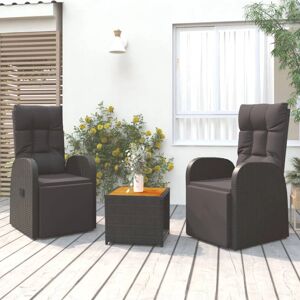 vidaXL Black Garden Lounge Set 3 Piece - Garden Lounge Set vidaXL Black Garden Lounge Set 3 Piece - Garden Lounge Set