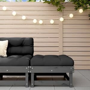 vidaXL Garden Footstool with Cushion Grey Solid Wood Pine - Garden Stool vidaXL Garden Footstool with Cushion Grey Solid Wood Pine - Garden Stool