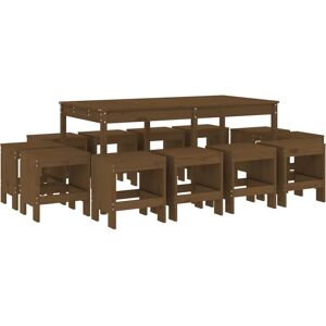 VidaXL Garden Dining Set Honey Brown - 13 Piece Outdoor Table and Chairs VidaXL Garden Dining Set Honey Brown - 13 Piece Outdoor Table and Chairs