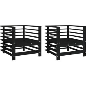 vidaXL Gartensessel 2 Stück Schwarz Massives Kiefernholz - Gartenstühle vidaXL Gartensessel 2 Stück Schwarz Massives Kiefernholz - Gartenstühle