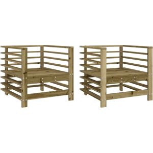 vidaXL Garden Chairs Impregnated Pine - Garden Chairs Set 2 vidaXL Garden Chairs Impregnated Pine - Garden Chairs Set 2
