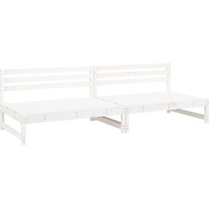 vidaXL Outdoor Bench Middle Sofa 2 pcs White Pine Wood vidaXL Outdoor Bench Middle Sofa 2 pcs White Pine Wood